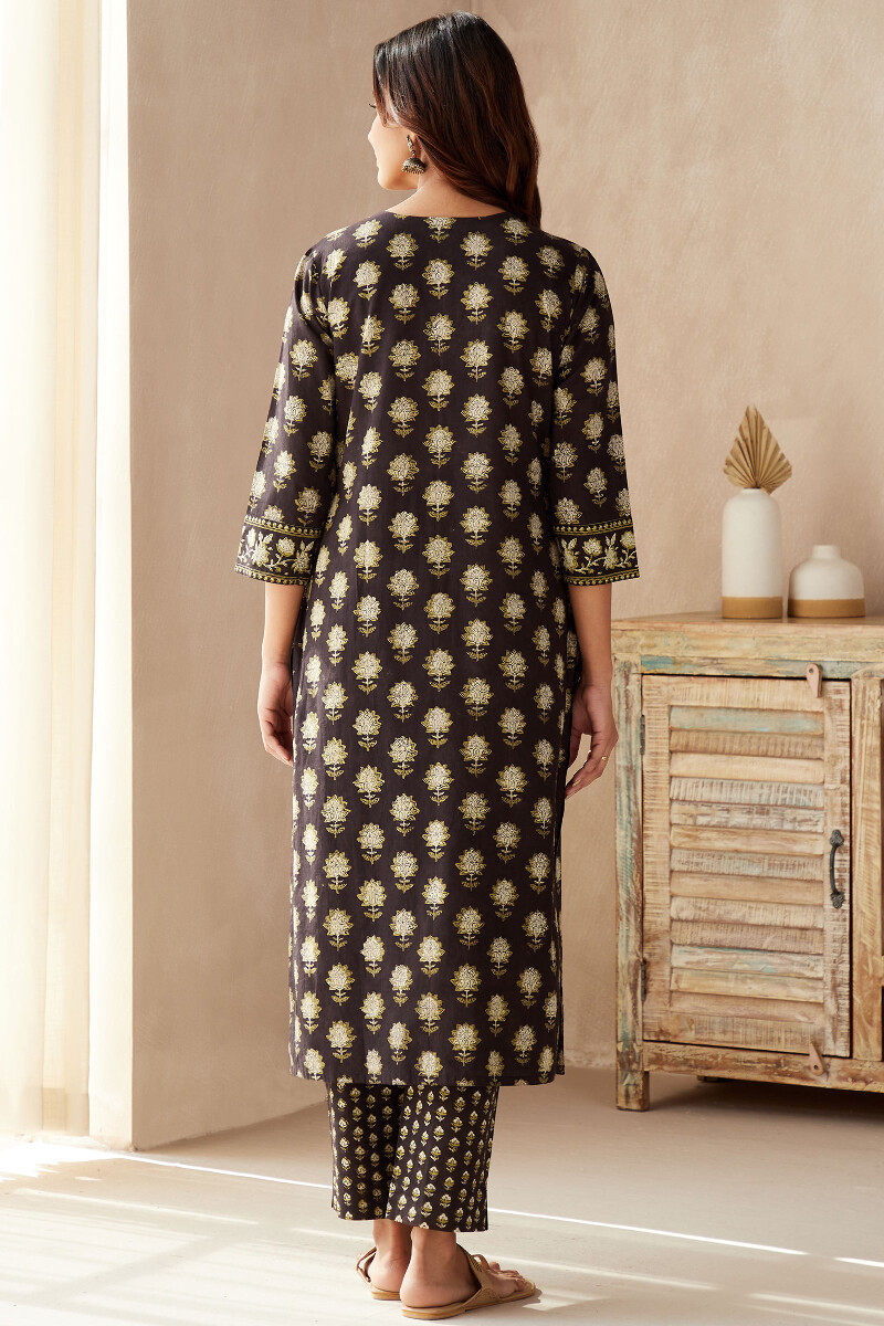 Bagru Hand Block-Printed Straight Cotton Kurta