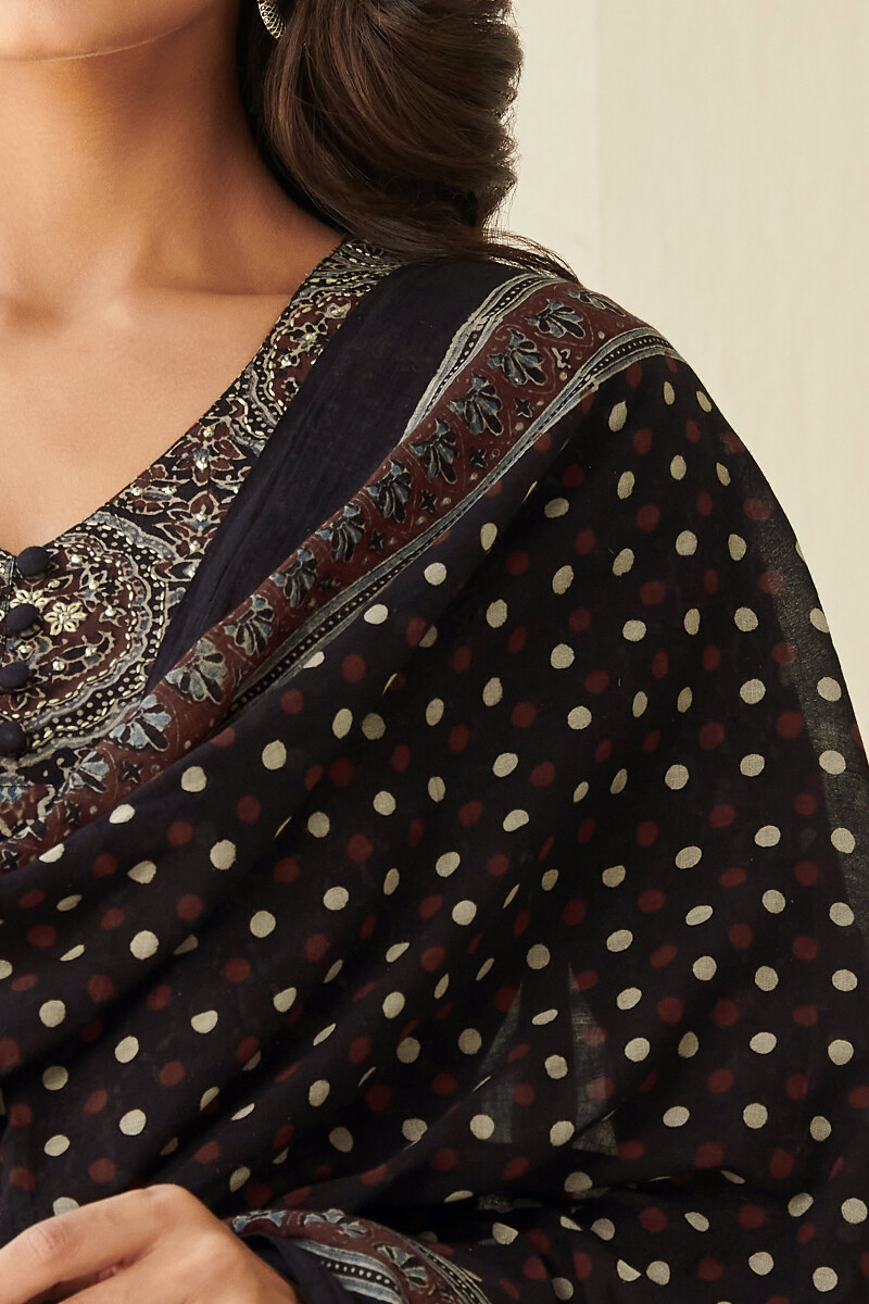 Ajrak Hand Block-Printed Cotton Dupatta