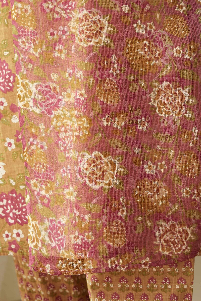 Pink Hand-Printed Kota Dupatta