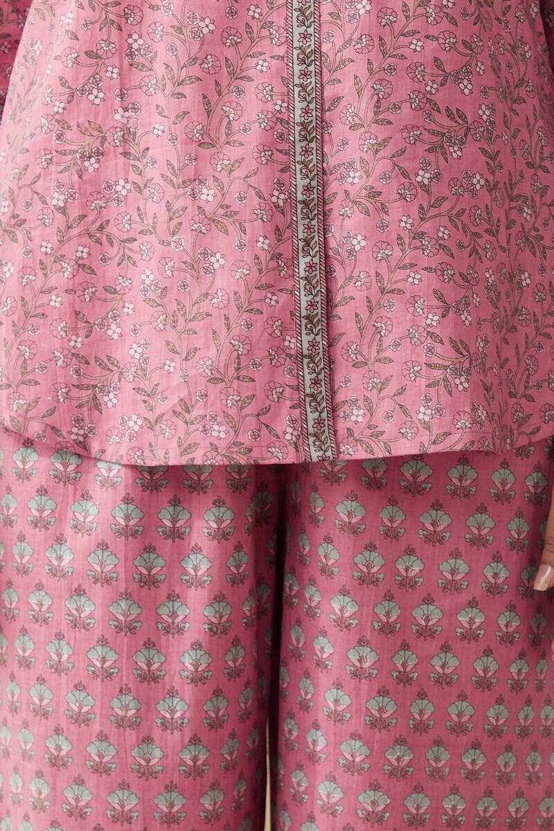 Pink Hand Printed Cotton Loungewear Set