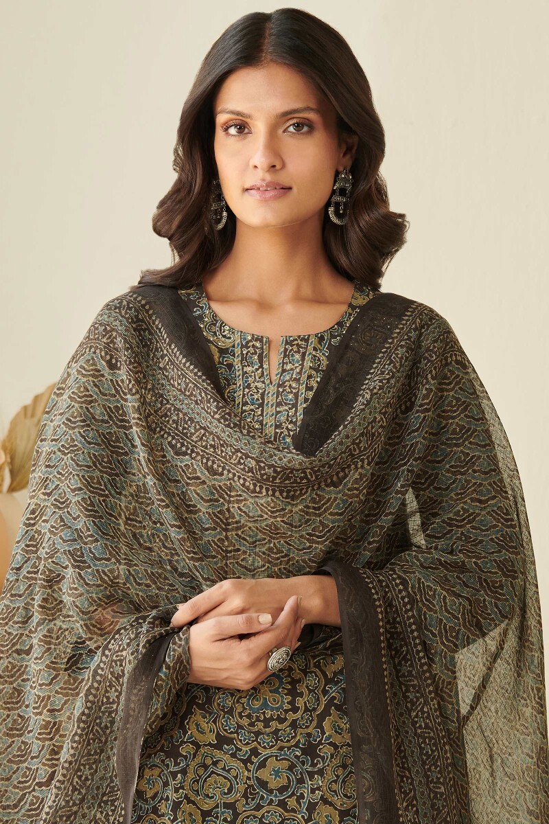 Ajrak Hand Block Printed Kota Dupatta