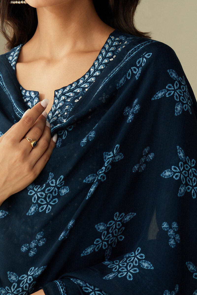 Blue Printed Viscose Dupatta