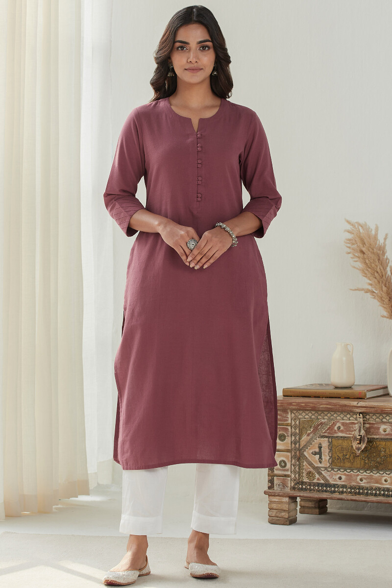 Red Handcrafted Straight Handloom Kurta