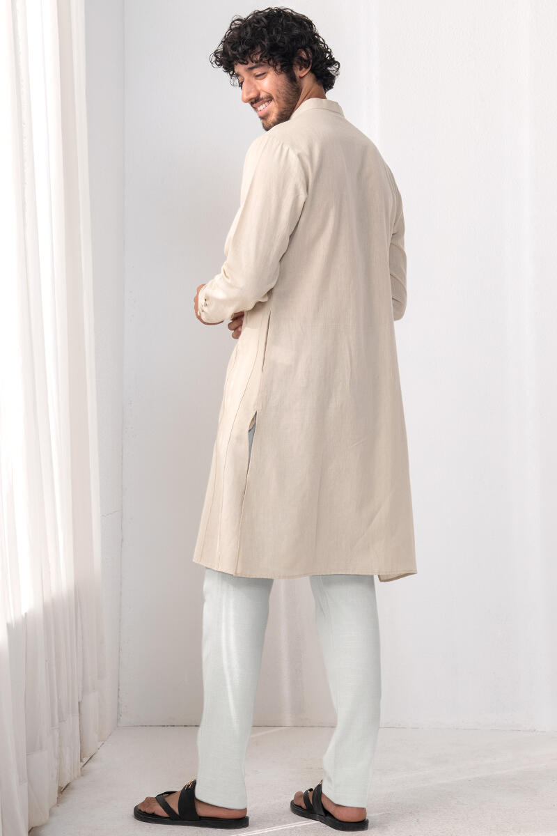 Beige Handcrafted Cotton Kurta