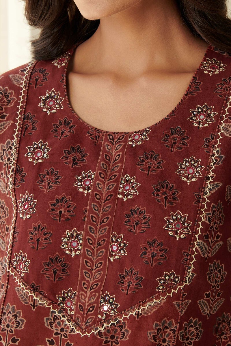 Ajrak Hand Block Printed Cotton Top