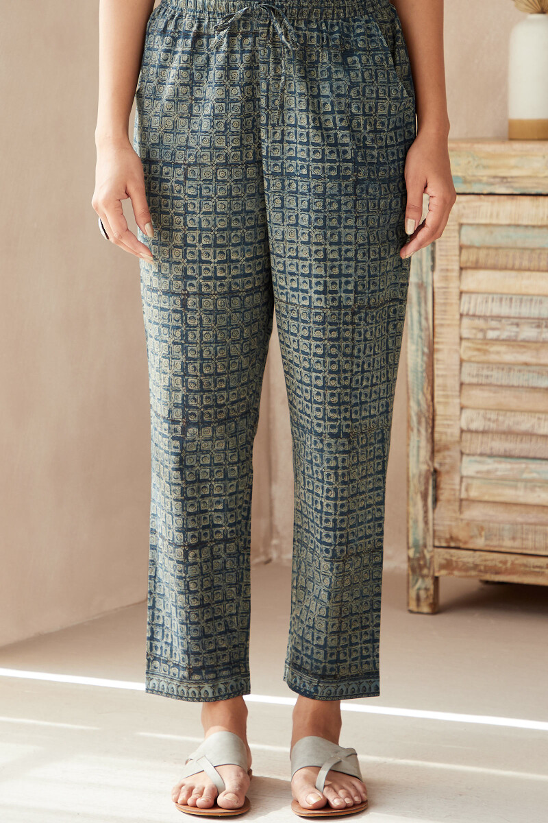 Akola Hand Block-Printed Cotton Narrow Pants