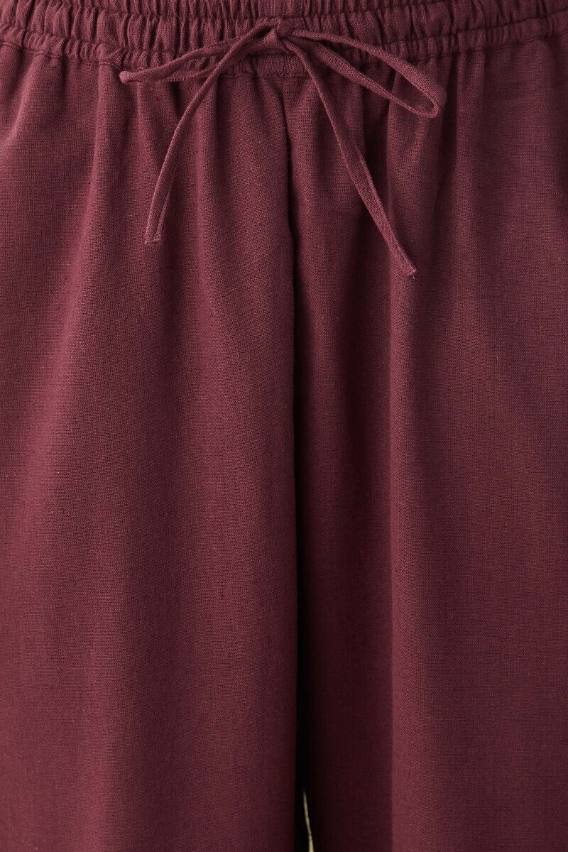 Purple Handcrafted Cotton Flax Narrow Pants