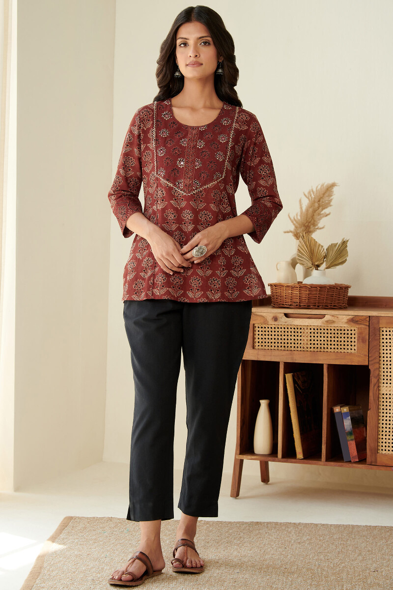 Ajrak Hand Block Printed Cotton Top