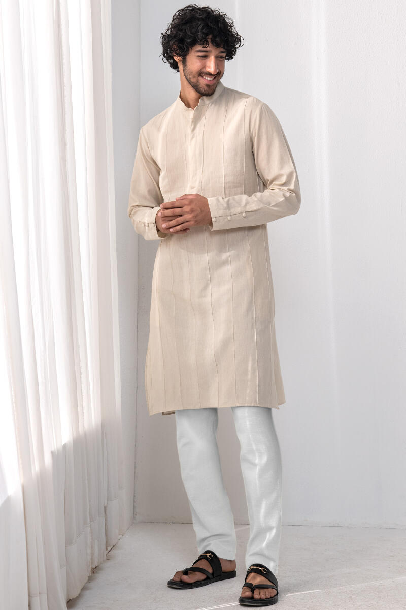 Beige Handcrafted Cotton Kurta