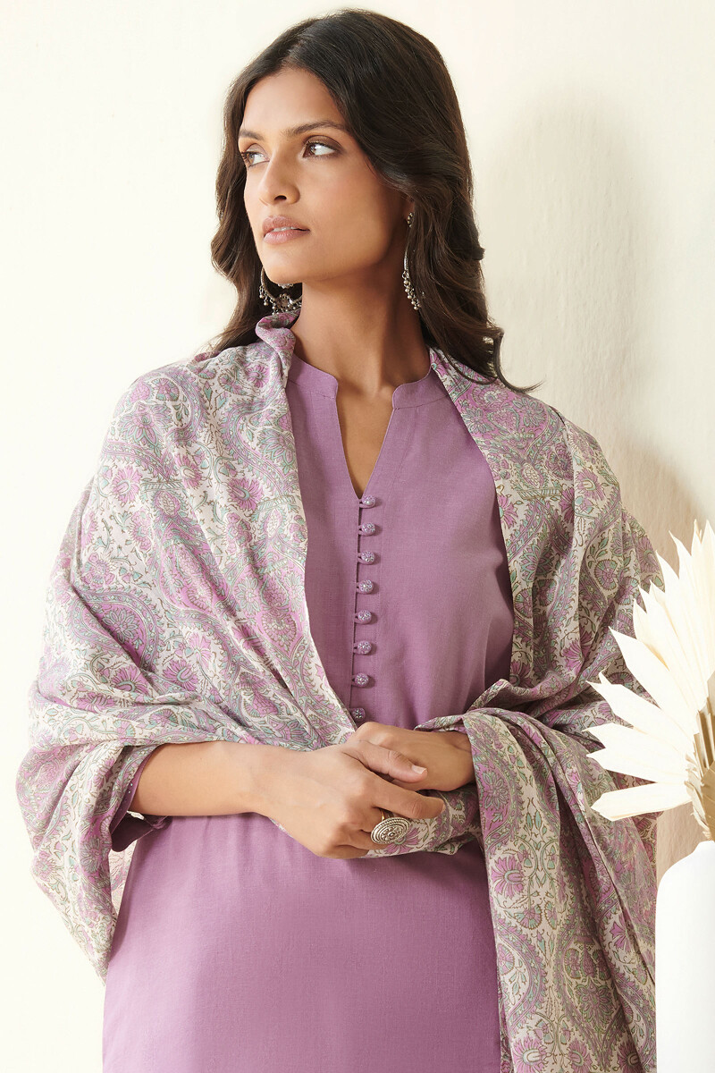 Purple Handcrafted Straight Handloom Kurta