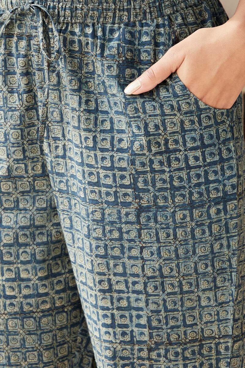 Akola Hand Block-Printed Cotton Narrow Pants