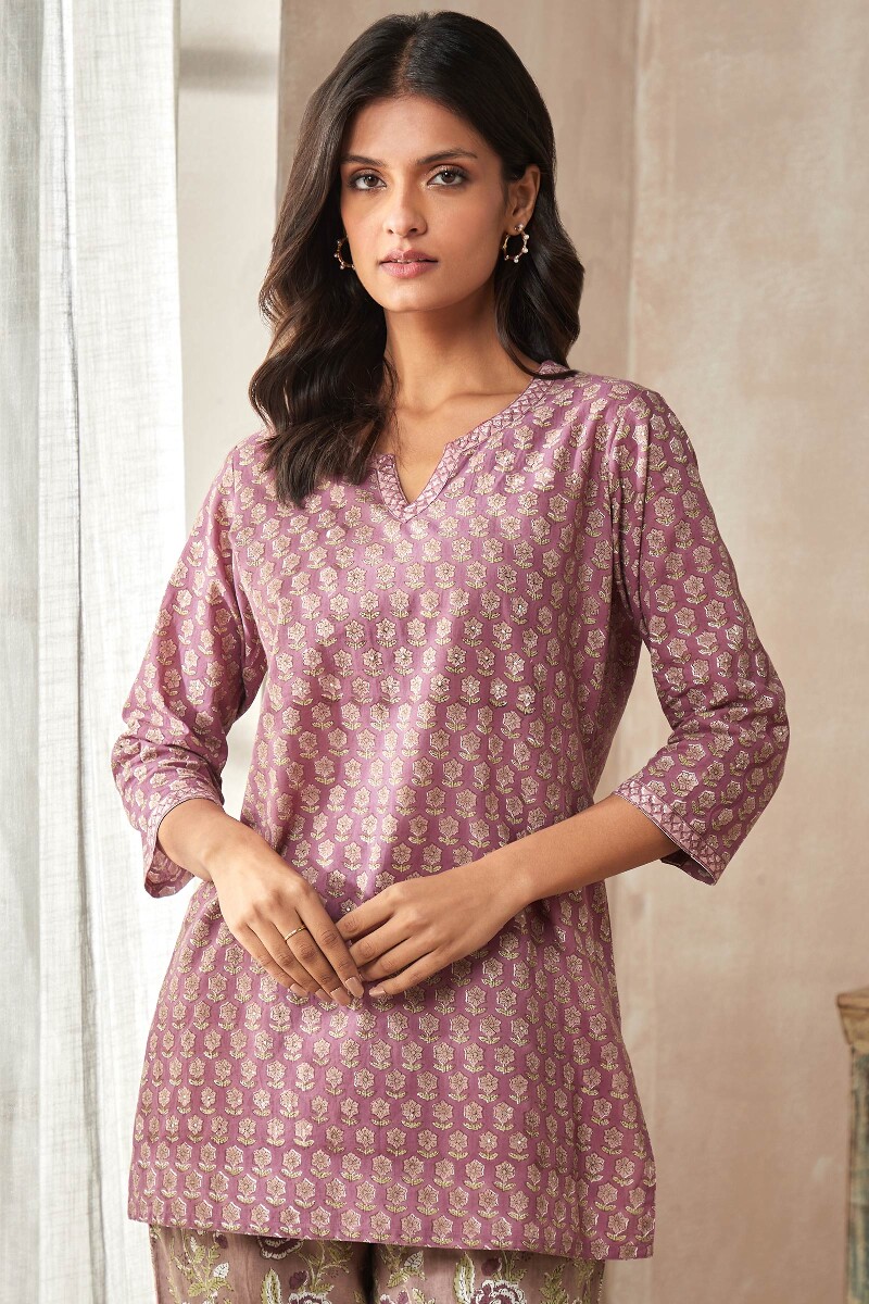 Pink Hand Block-Printed Cotton Loungewear Set