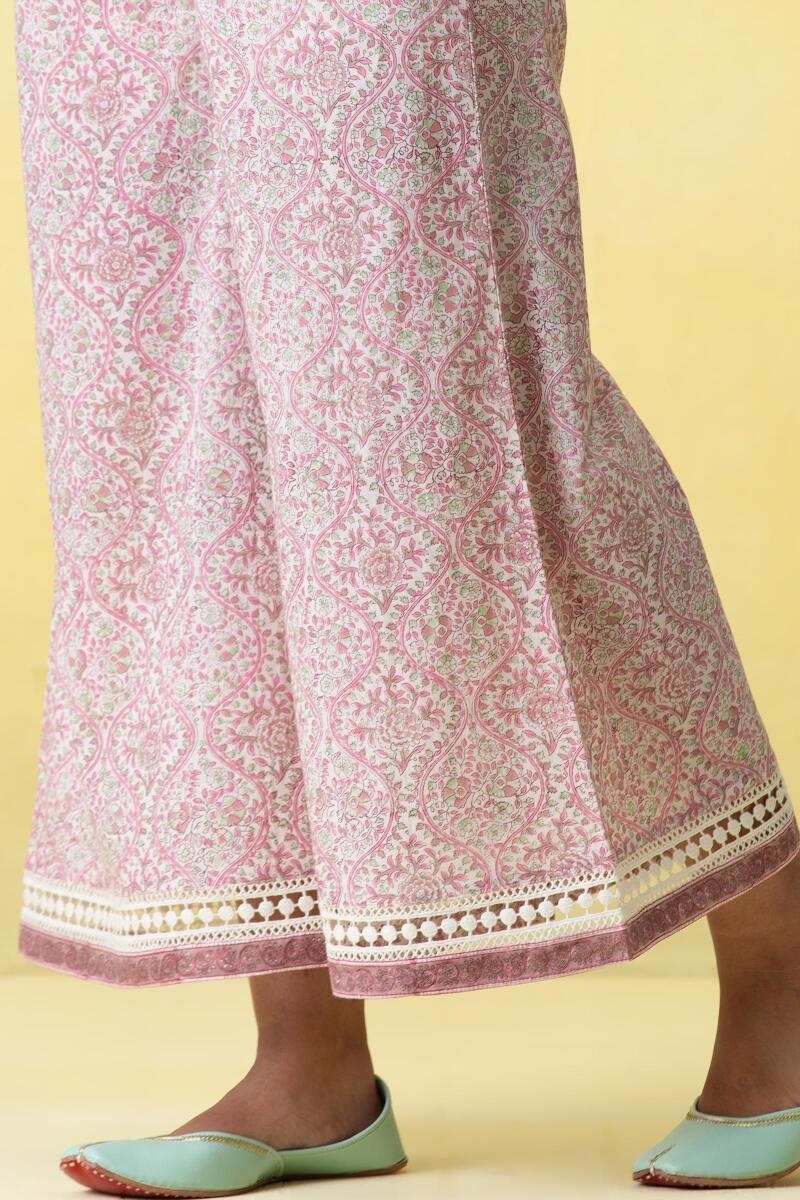 Pink Block Printed Cotton Palazzo