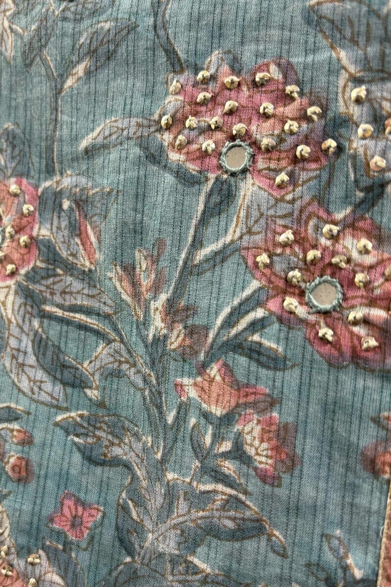 Blue Hand Block-Printed Kurta for Women