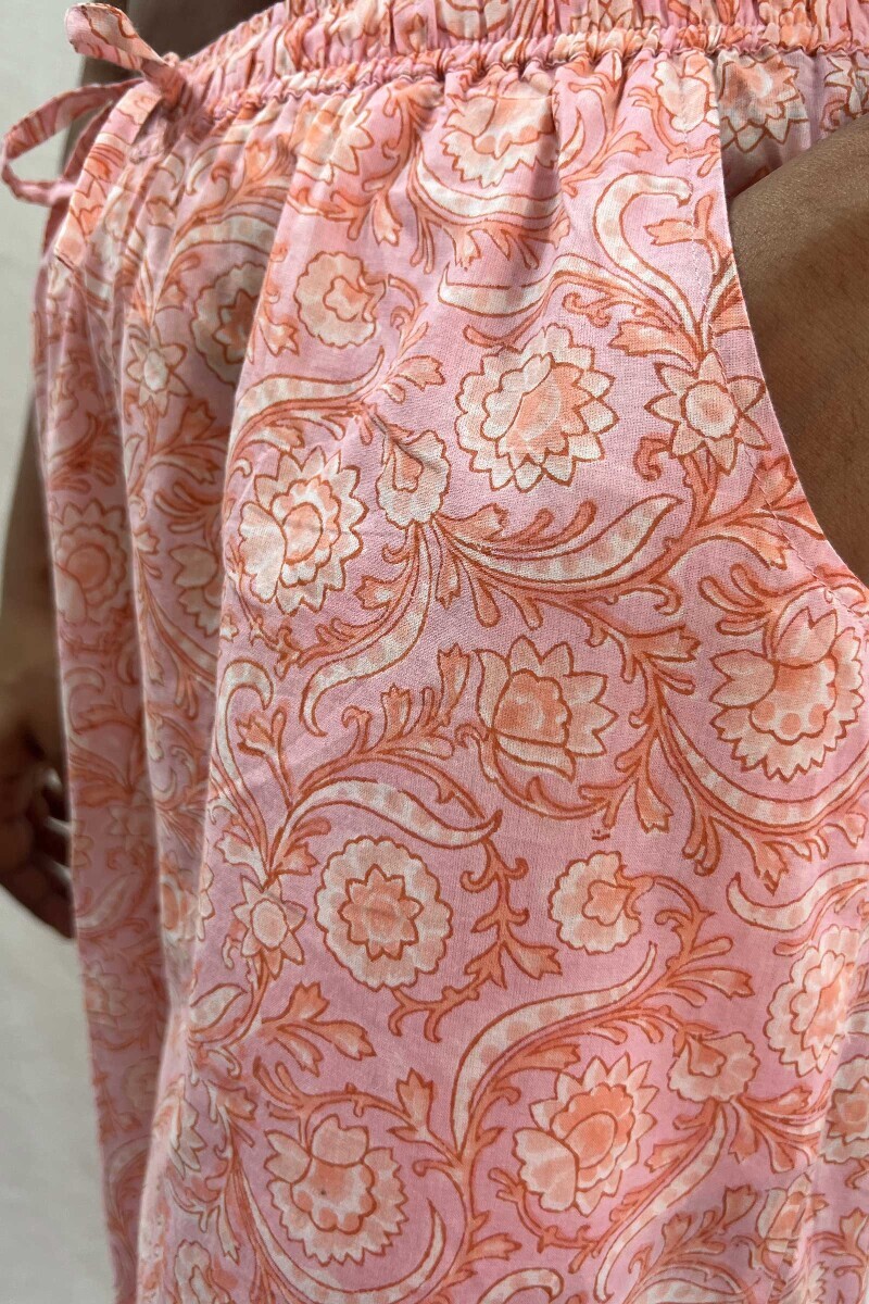 Pink Hand Block-Printed Cotton Farsi