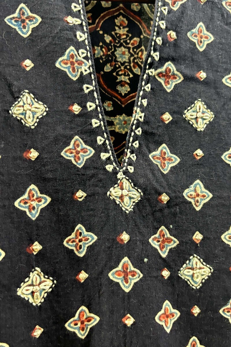 Ajrak Hand Block-Printed Straight Cotton Kurta