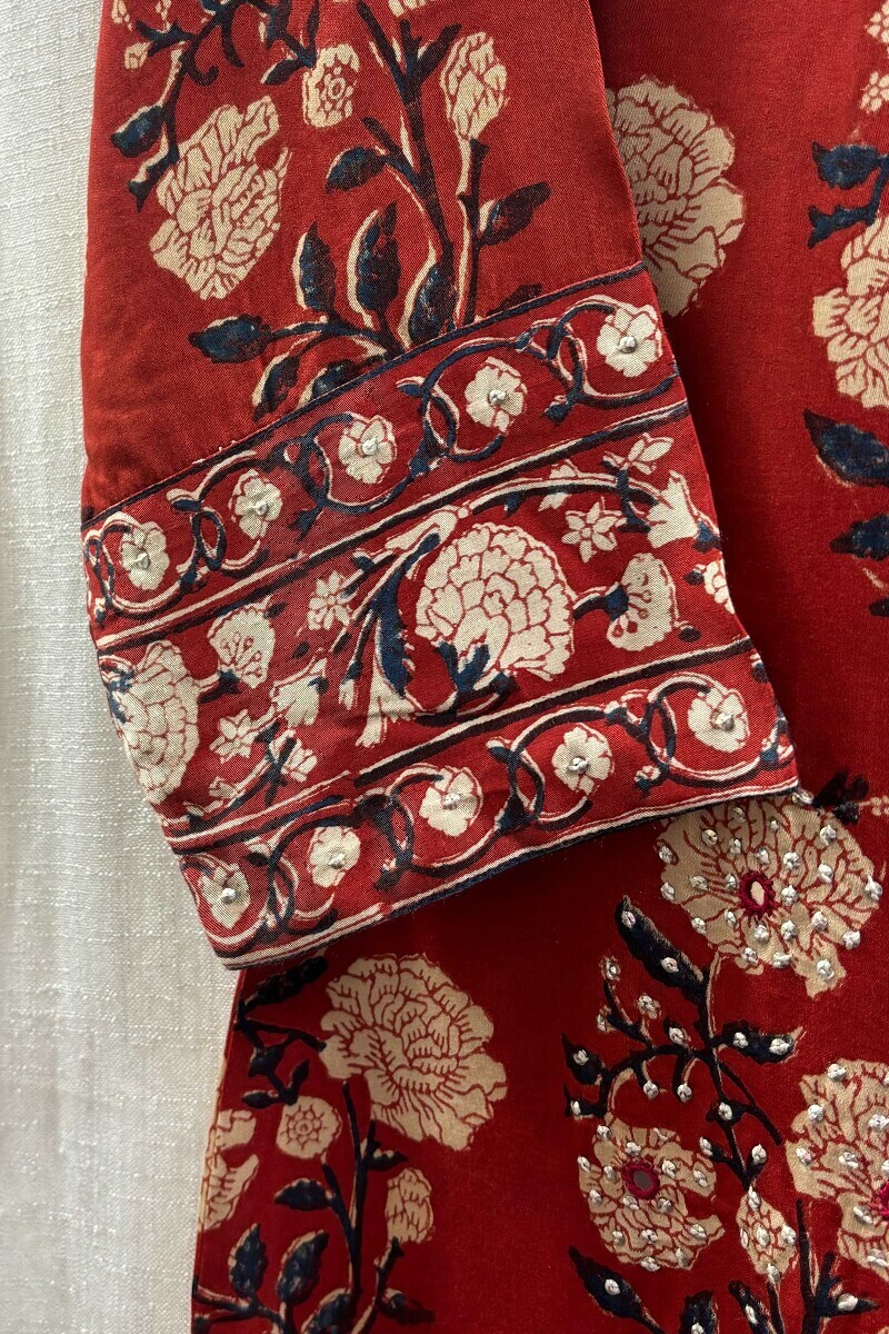 Bagru Hand Block-Printed Straight Viscose Kurta