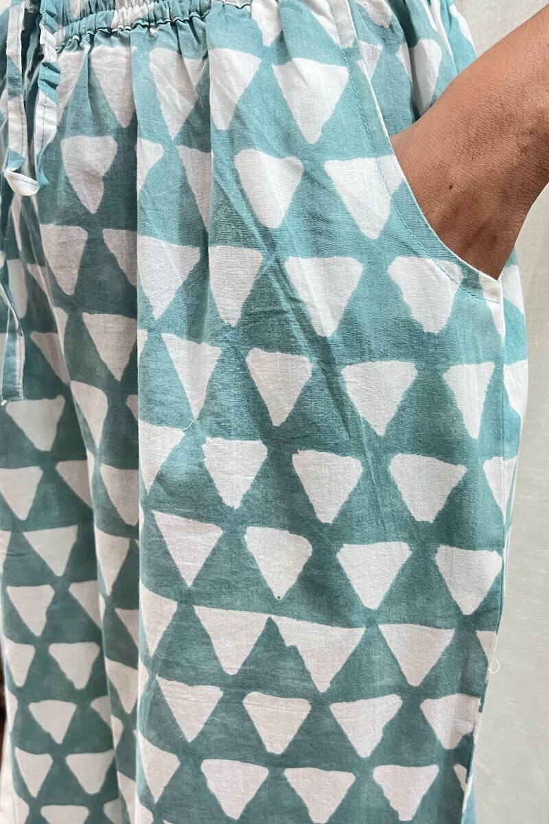 Green Hand Block-Printed Cotton Farsi