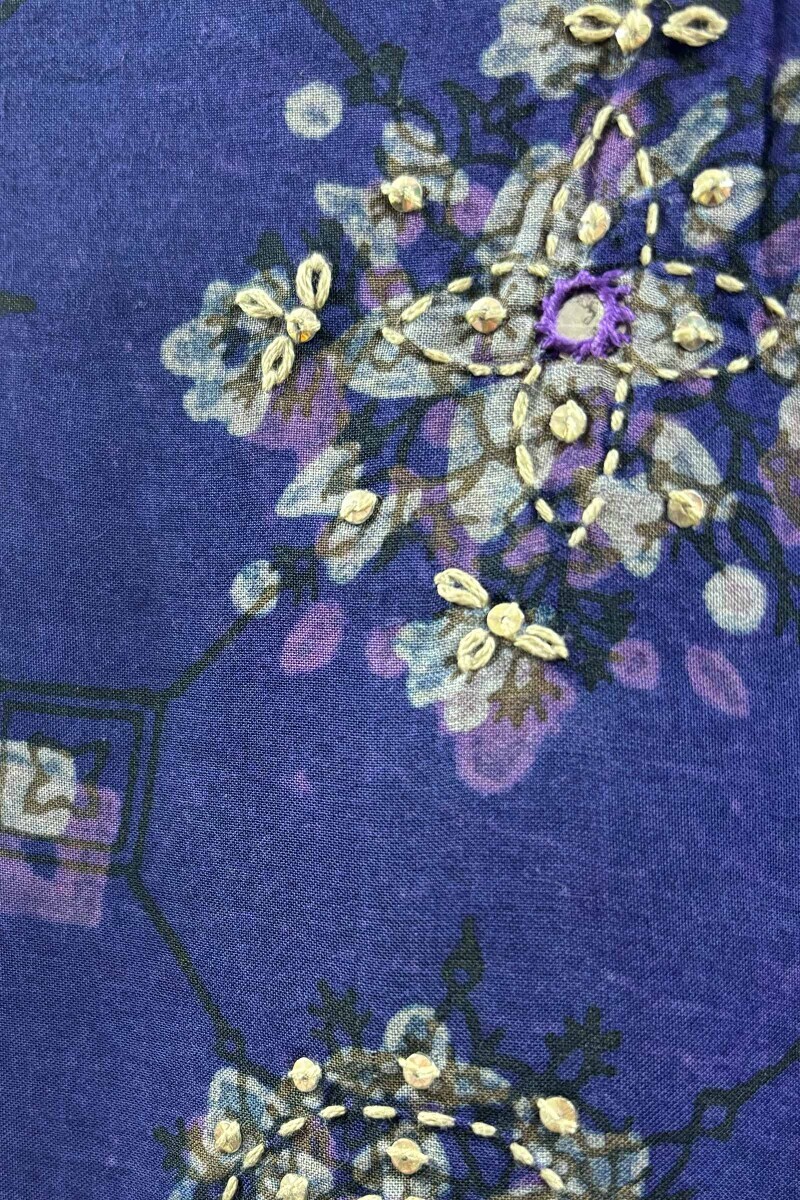 Purple Hand Block-Printed Straight Kurta