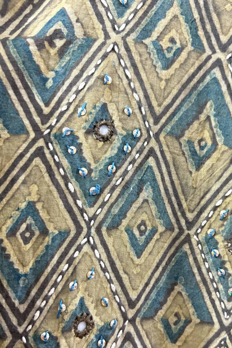 Green Hand Block-Printed Kurta