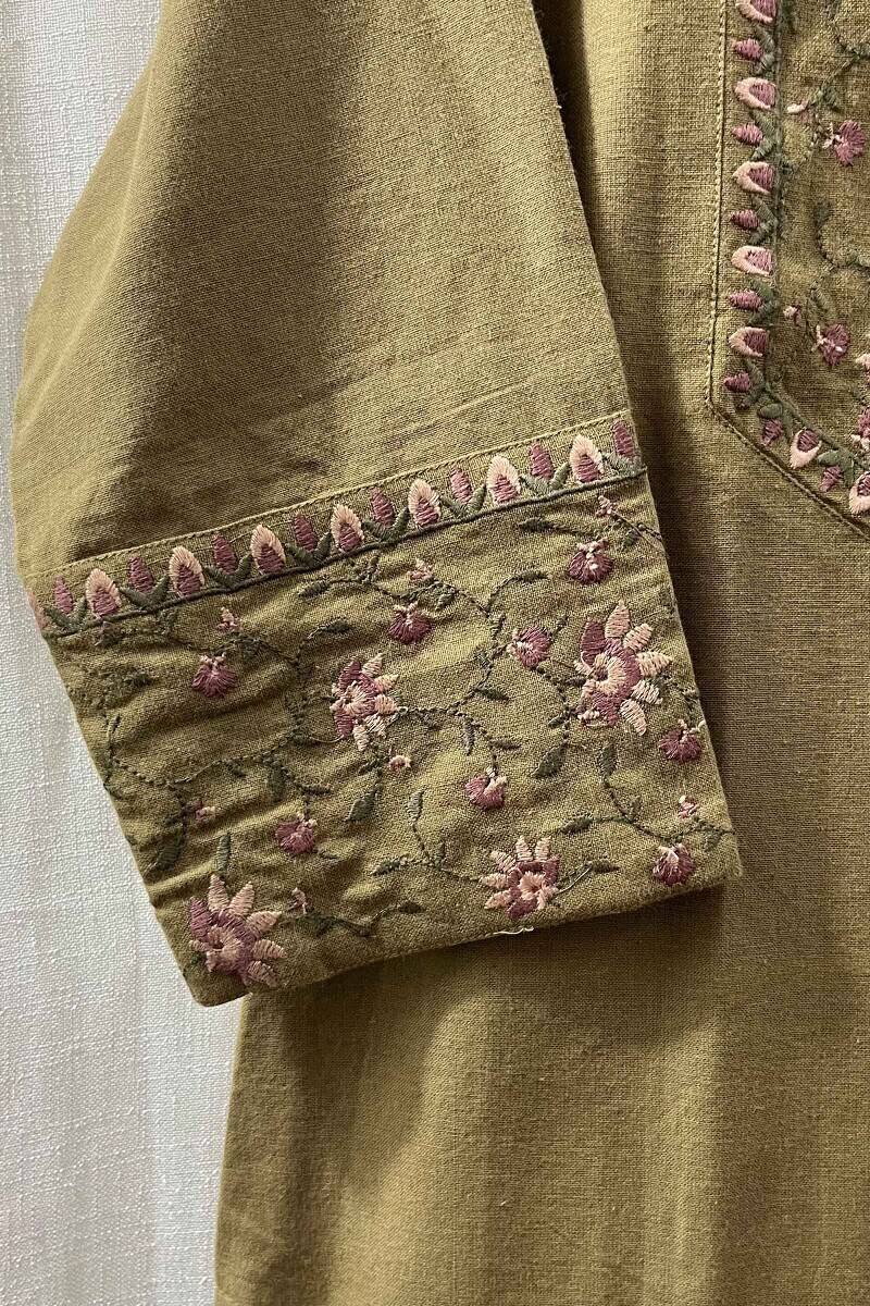 Pink Handcrafted Straight Cotton Kurta