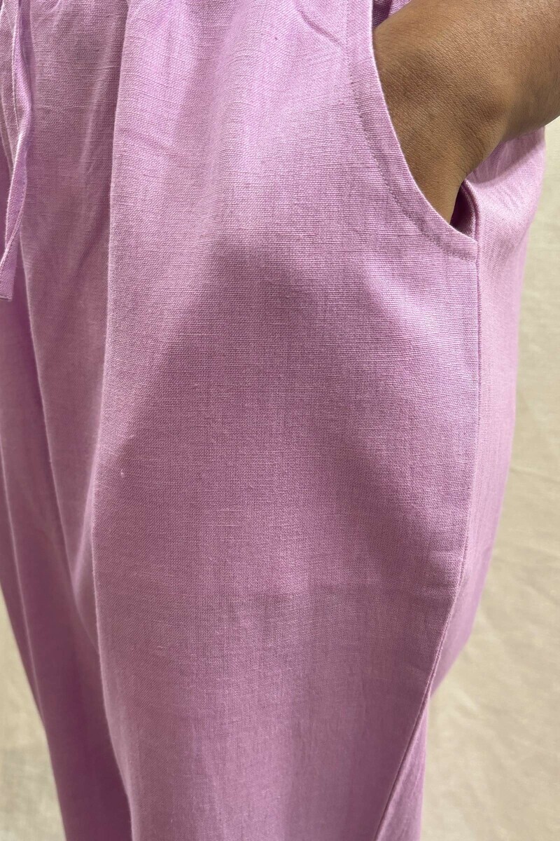 Lavender Handcrafted Cotton Flax Narrow Pants
