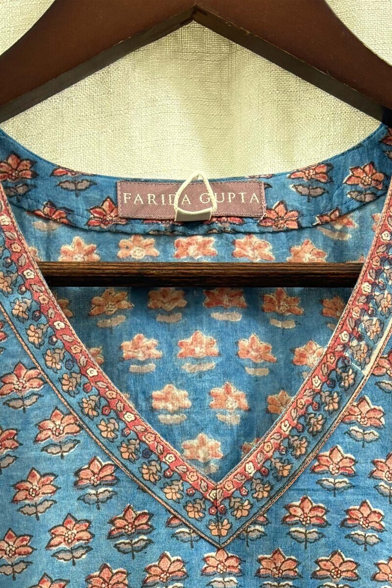 Blue Hand Block-Printed Top