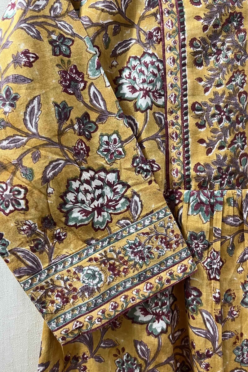 Yellow Hand Block-Printed Cotton Top