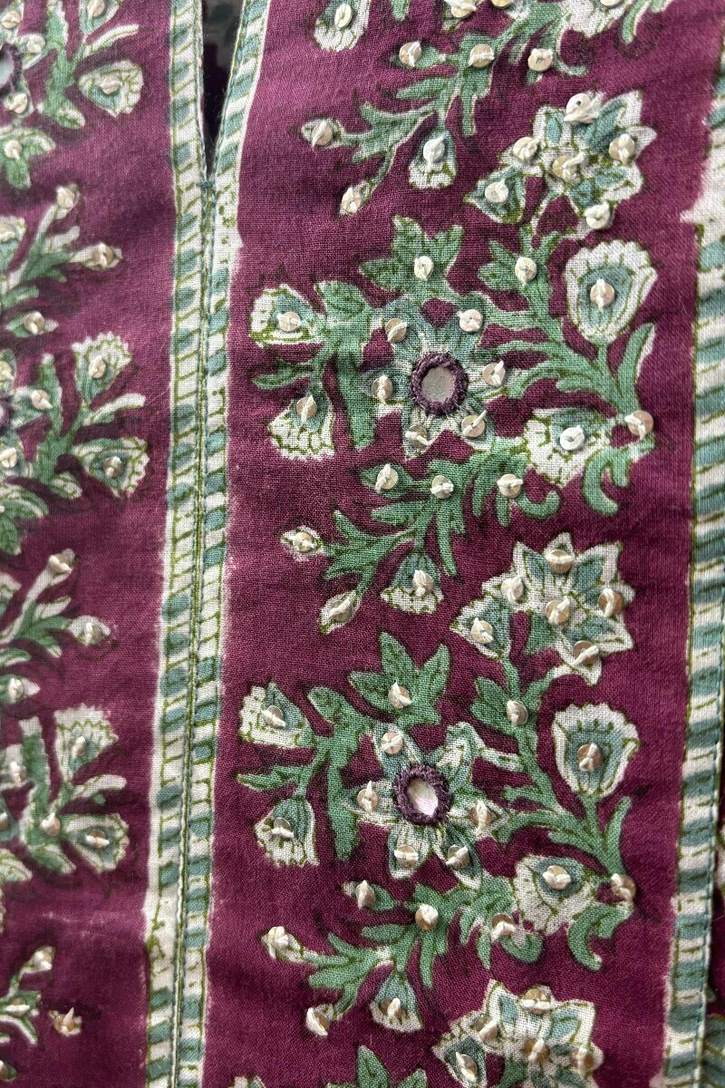 Maroon Hand Block-Printed Kurta