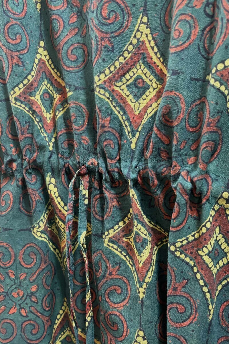 Green Hand Block-Printed Kaftan