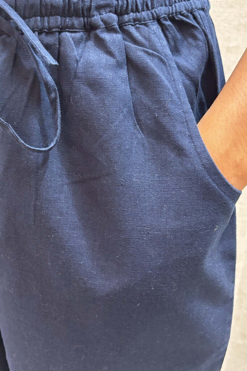 Blue Handcrafted Handloom Cotton Narrow Pants