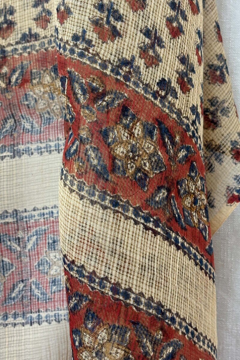 Beige Hand Block-Printed Kota Dupatta