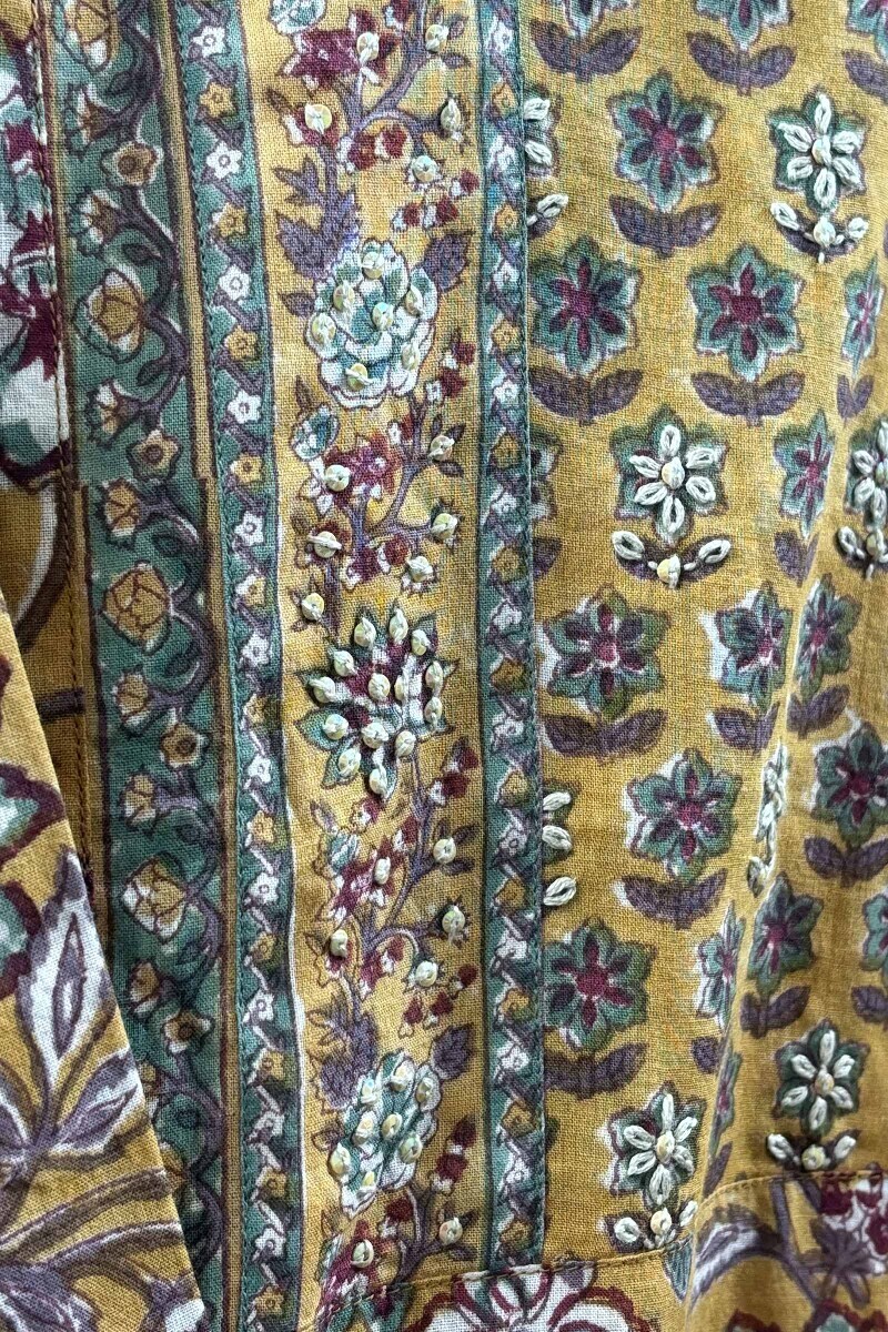 Mustard Hand Block-Printed