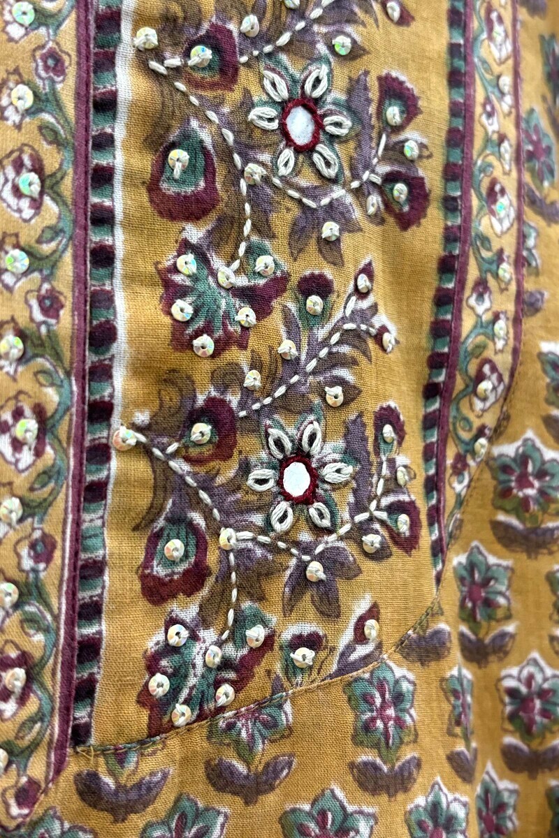 Mustard Hand Block-Printed Kurta