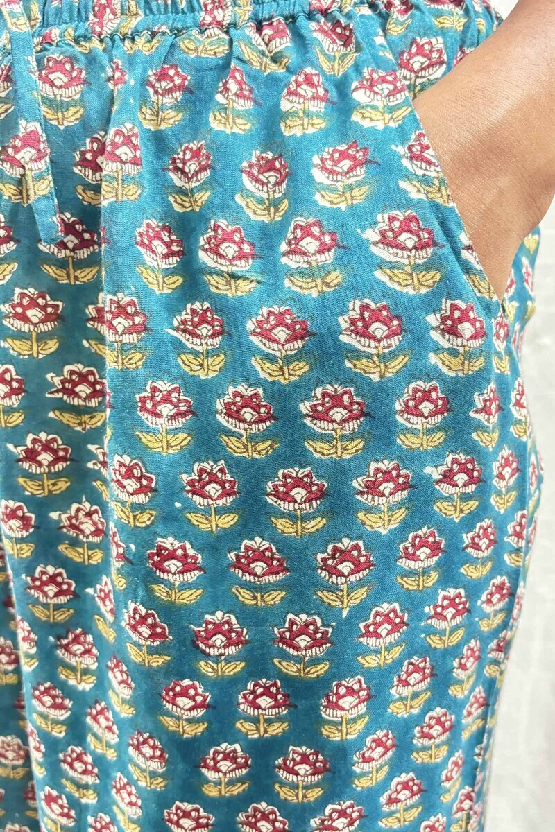 Teal Hand Block-Printed Farsi