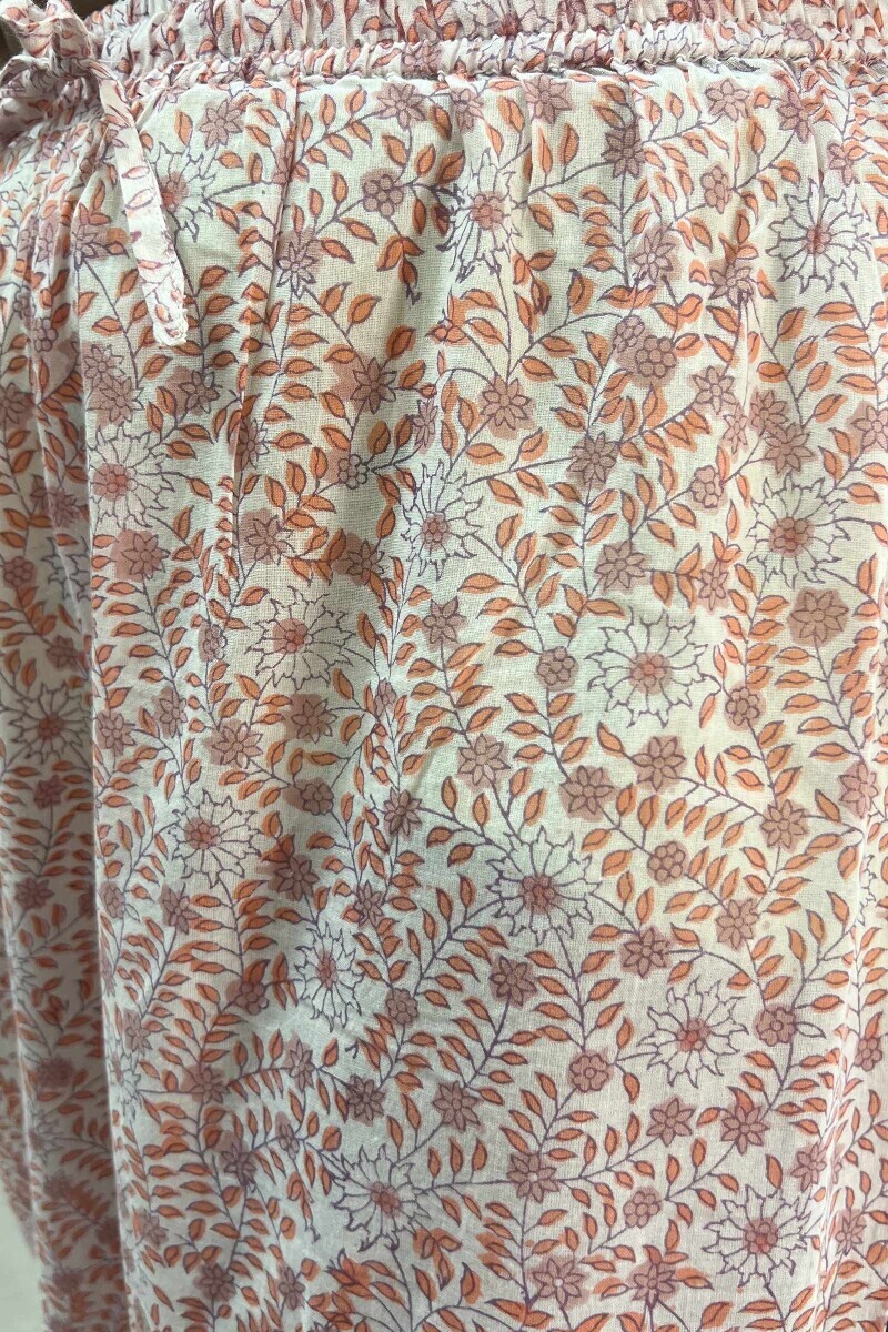 Off-White Hand Block-Printed Cotton Mul Straight Farsi