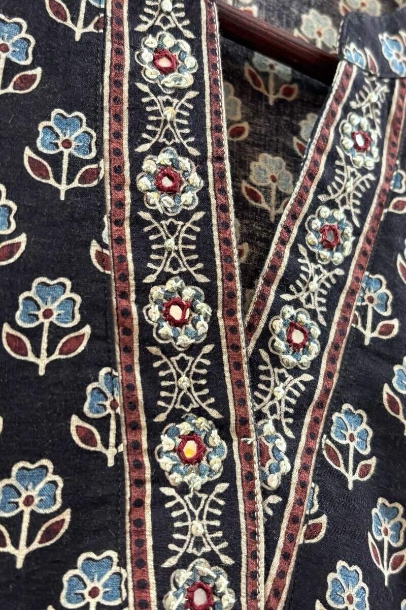 Ajrak Hand Block-Printed Cotton Top