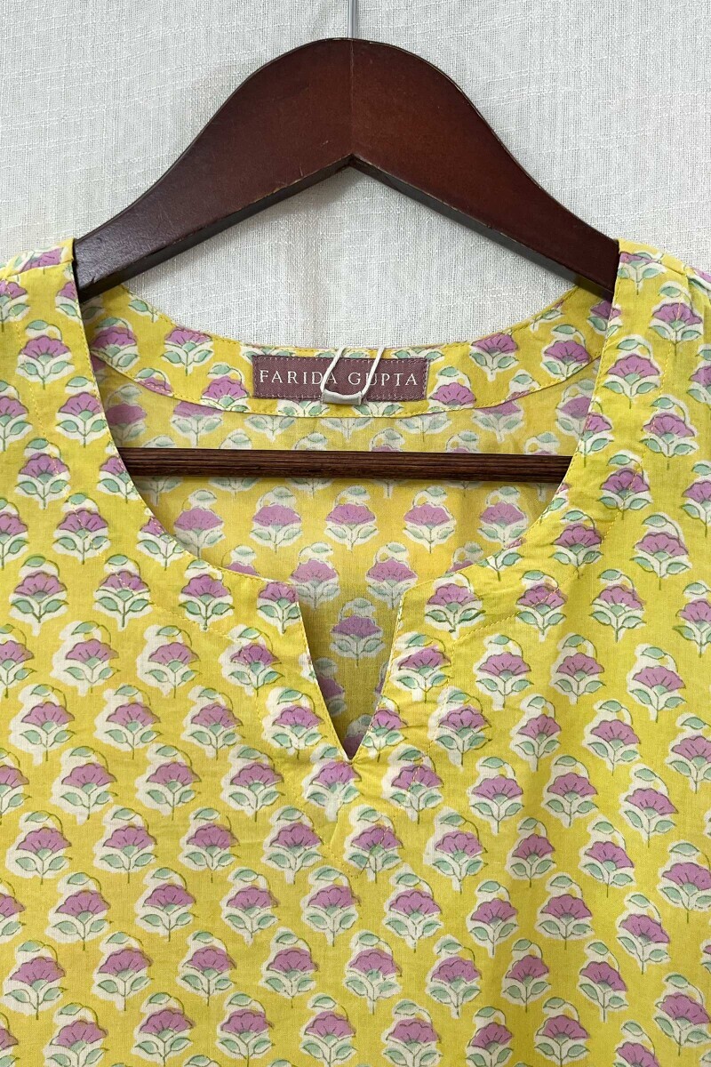 Yellow Hand Block-Printed Cotton Loungewear Set
