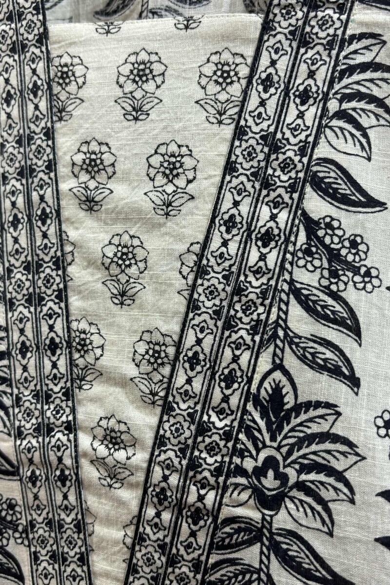 White Hand Screen-Printed Kurta
