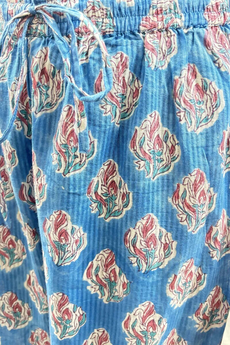 Blue Handcrafted Cotton Dobby Straight Farsi