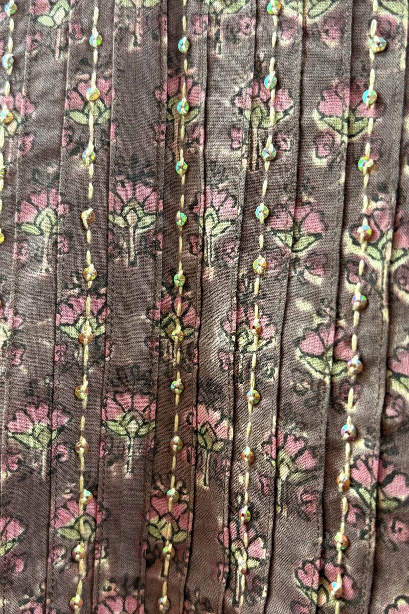 Brown Hand Block-Printed Kurta