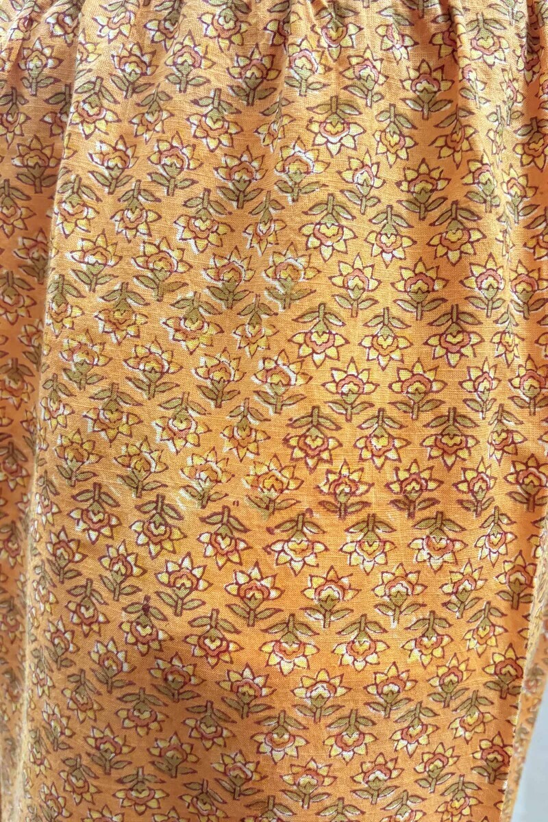 Orange Hand Block-Printed Izhaar Pants
