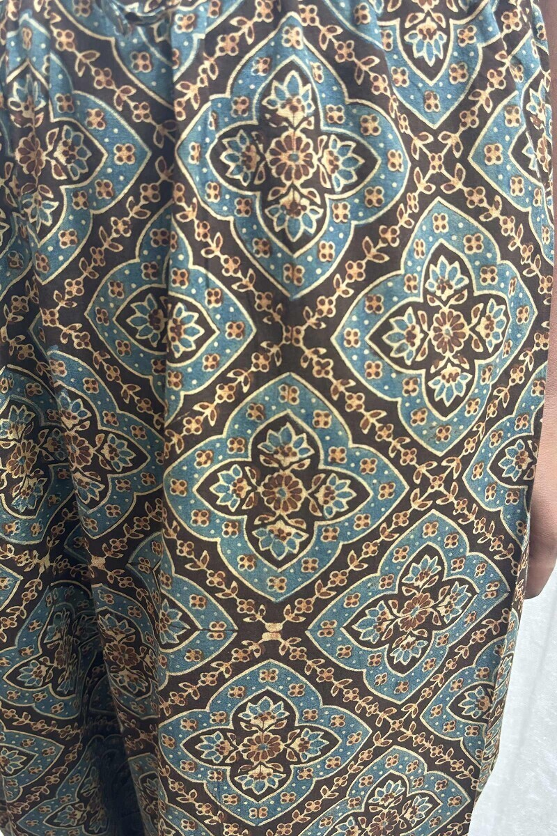 Brown Hand Block-Printed Izhaar Pants