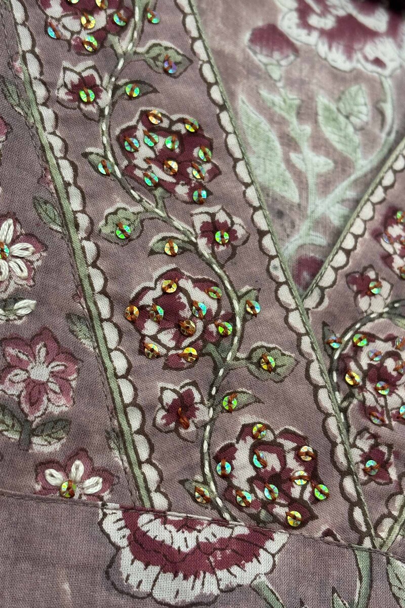 Mauve Hand Block-Printed Top