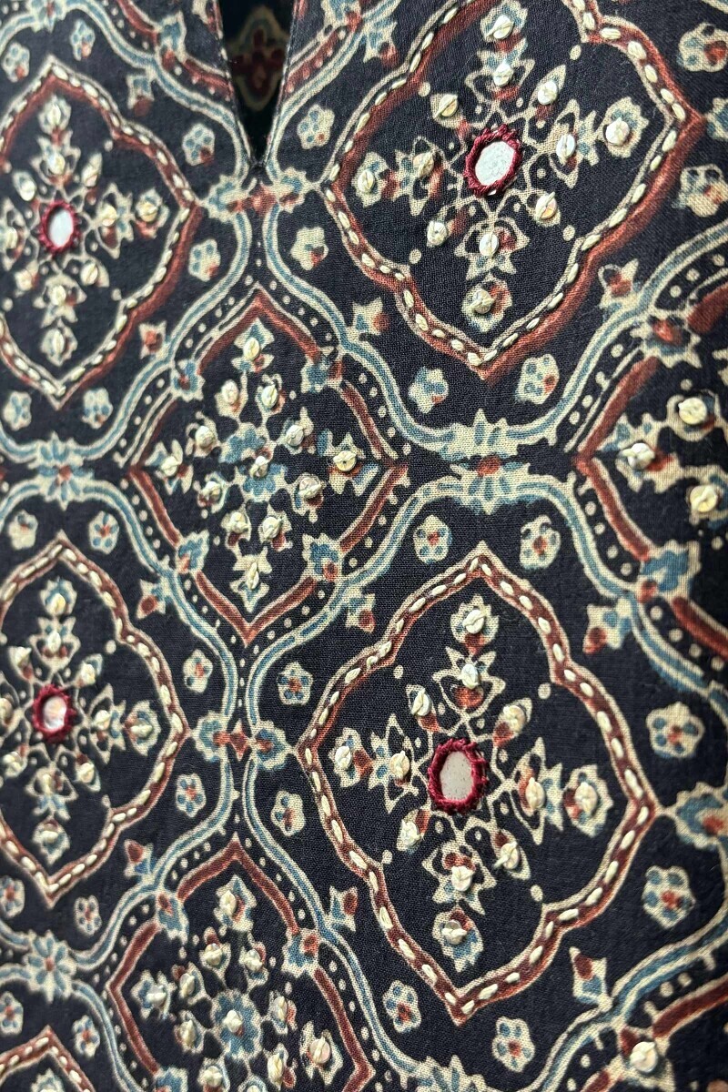 Ajrak Hand Block-Printed Straight Cotton Kurta