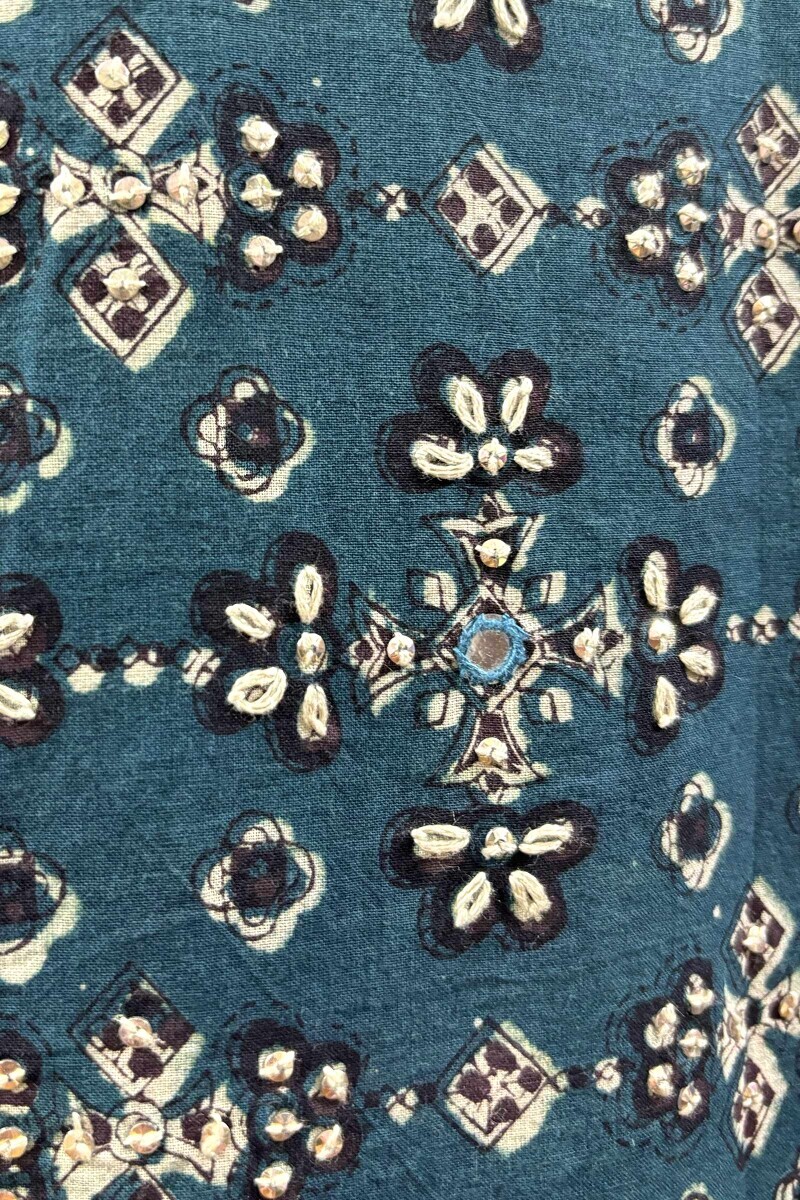 Teal Hand Block-Printed Kurta for Women