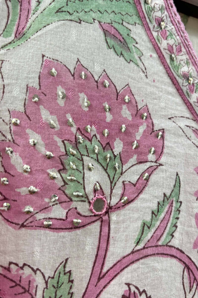 White Hand Block-Printed Straight Cotton Kurta