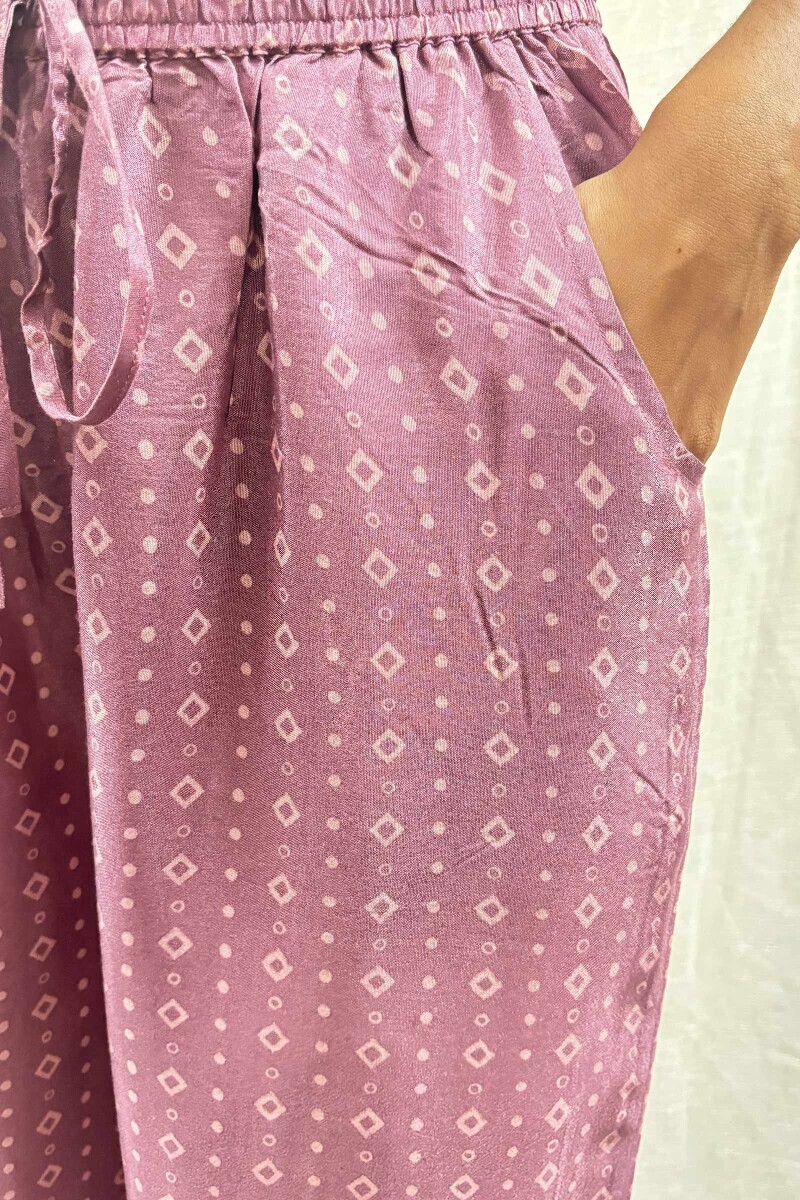 Pink Hand Block-Printed Modal Farsi