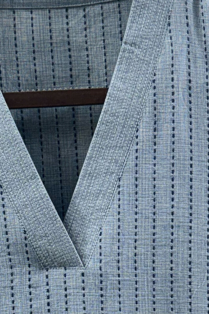 Blue Handcrafted Straight Handloom Cotton Kurta