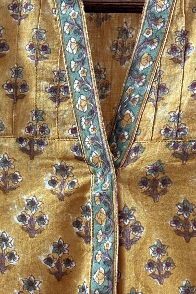 Mustard Hand Block-Printed Kurta